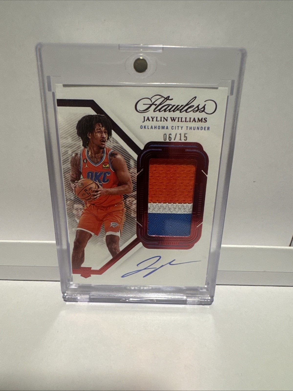 2022-23 Panini Flawless Jaylin Williams Vertical Patch Auto Ruby RC #/15