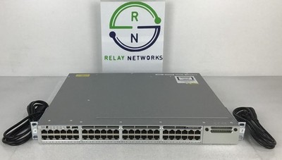 Cisco WS-C3850-48P-S 48-Port Gigabit PoE Switch 2x PWR-C1-715WAC with Rack ears