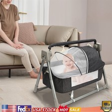 Portable Electric Baby Swing Cradle Bassinet Rocking Crib Infant w/Bluetooth NEW