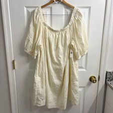 Old Navy Puff Sleeve Off the Shoulder Swing Dress 2X Cream Cottagecore Boho
