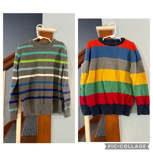 Gap kids small 6/7 sweater lot stripes rainbow blue gray