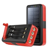 Solar Power Bank 63200mAh Waterproof Hand Crank Dual USB Portable Charger | NEW
