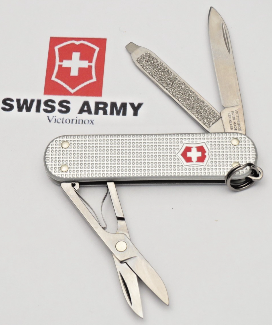Victorinox Swiss Army 58mm Classic SD Knife Silver Alox Handles
