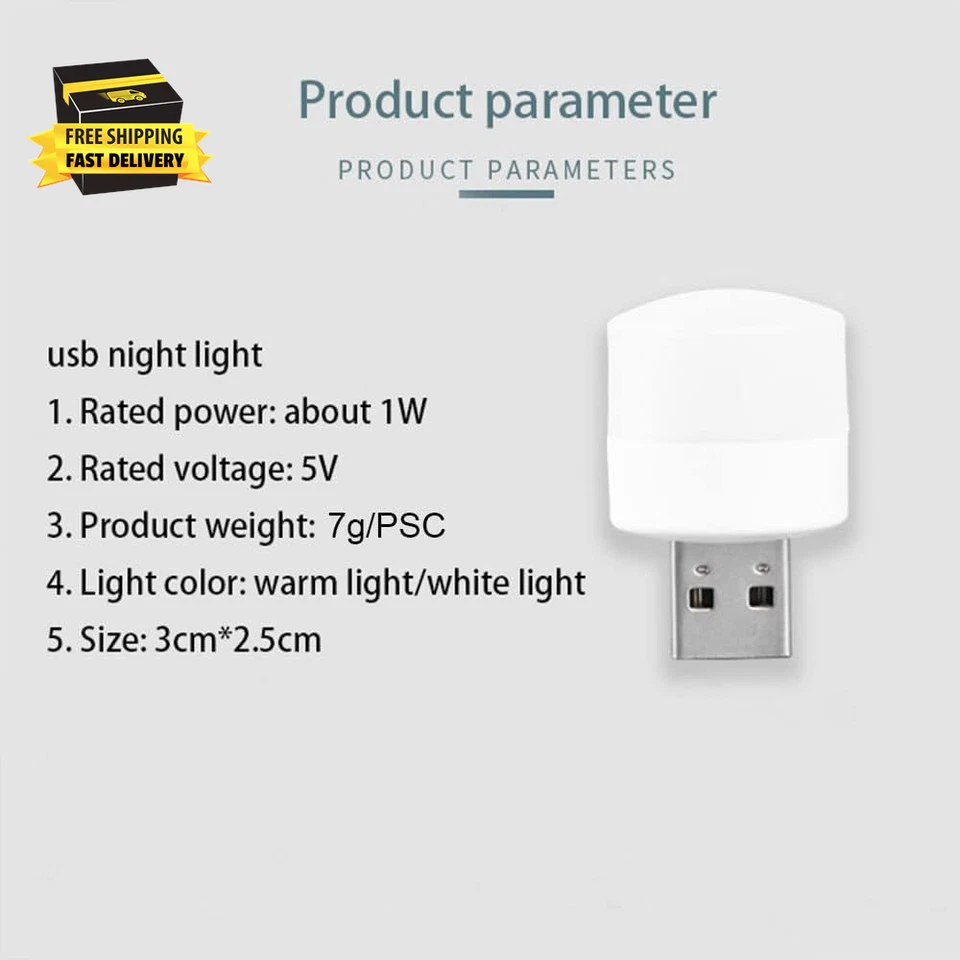 Set of 4,USB Lights by Night, Mini LED Bulb, Plug-In, Warm White, Compact, Ideal - Image 2 of 4