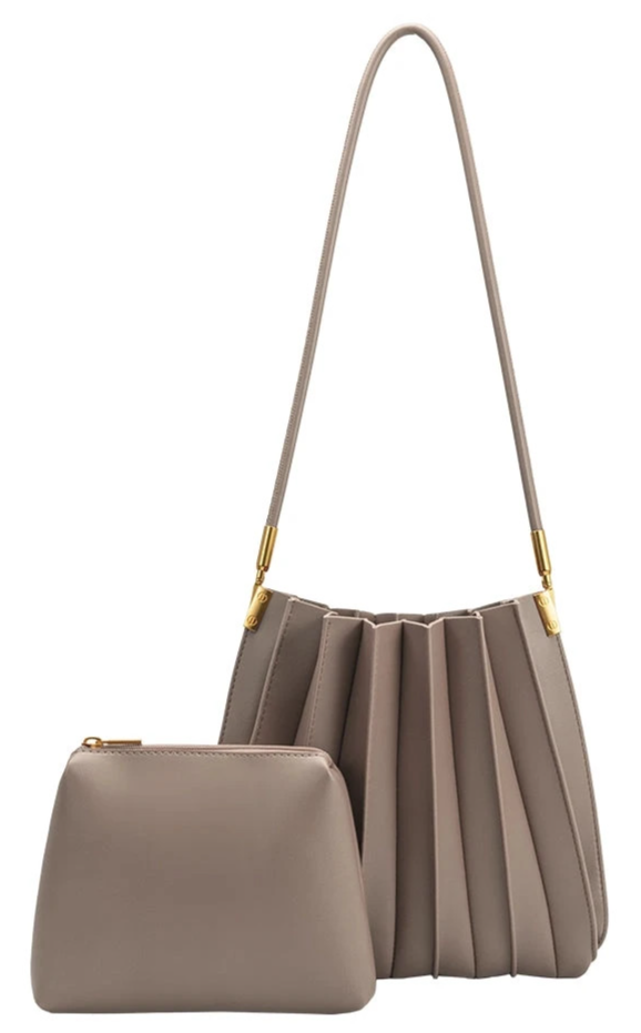 Melie Bianco Carrie Mushroom Taupe Vegan Leather Shoulder Bag NWT MSRP $120