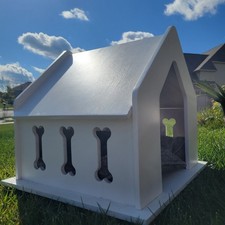 Handmade in Vietnam Small Indoor Ventilated White Painted Wood Dog House