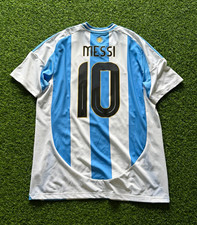 Argentina 2024 Lionel Messi #10 Soccer Jersey White Blue Size L