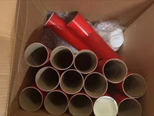 Red mailing tubes - 3 x 12", .060" thick, 65 available - NEW