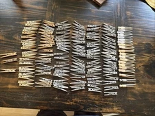 Huge Lot of 123 Vtg Wooden Clothes Pins Weathered Spring Loaded Plus 20 Others