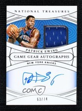 2021-22 Panini National Treasures Game Gear 63/74 Patrick Ewing Auto HOF s3g