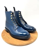 NEW IN BOX TRICKER'S Axton Navy Blue Cap Toe Super Boot Size US 7 UK 6