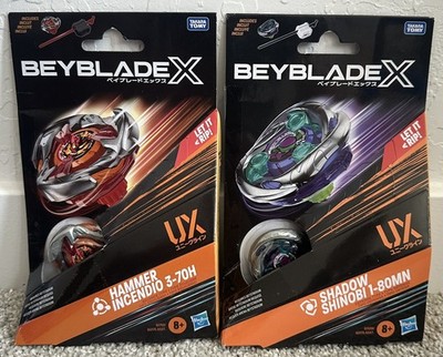 Beyblade X Rush Hexa Bit Hammer Incendio and Shadow Shinobi Hasbro (Lot of 2)