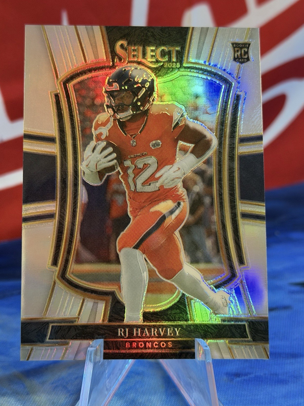 2025 Panini Select Broncos RJ Harvey Premier Level Silver Prizm #110