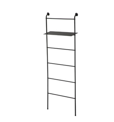 Mainstays Towel Stand Ladder with Bathroom Storage Shelf, Black