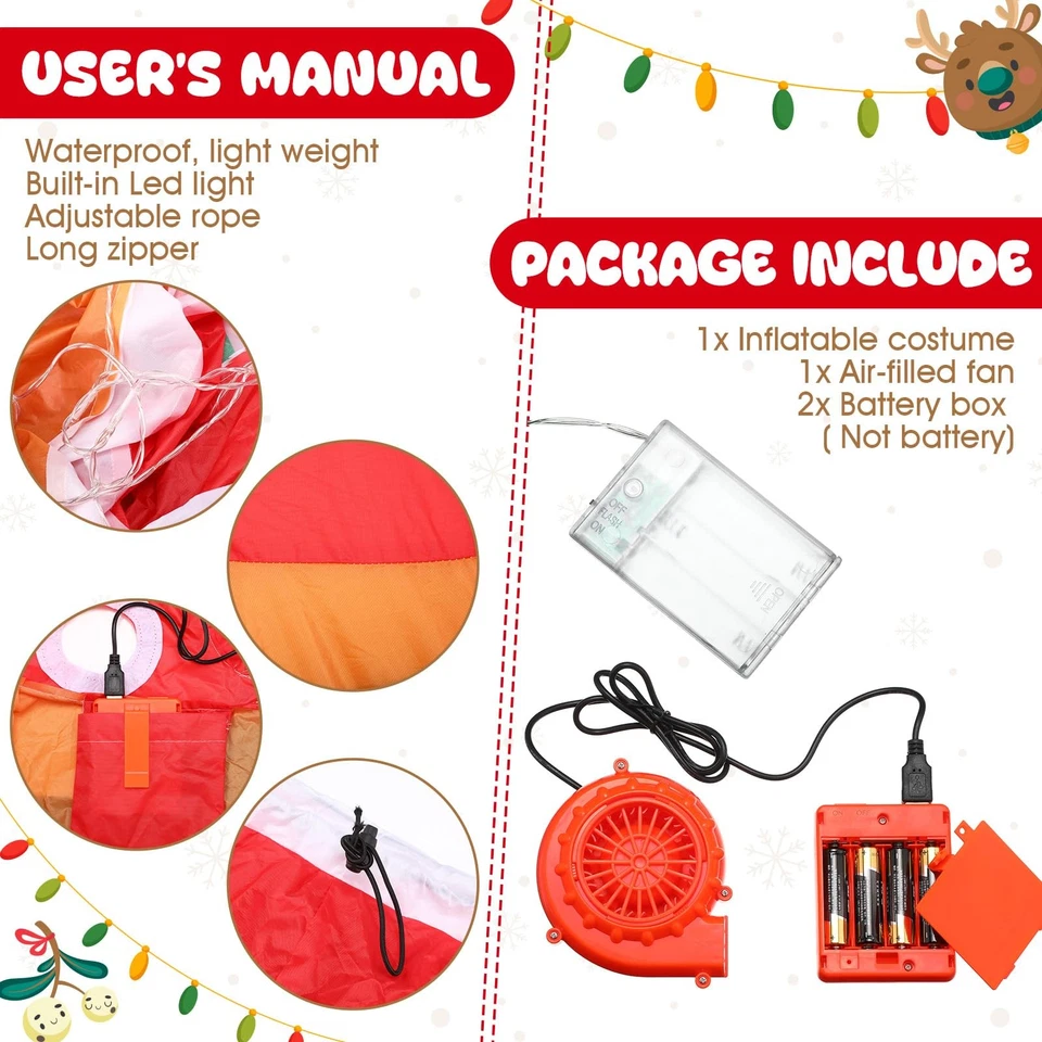 Disfraz Inflable Reno Niños Divertido Navidad Explotar Montar en Disfraces con... Foto 4 de 4