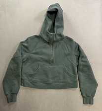 Lululemon Scuba Oversized Half Zip Hoodie Women's XS/S Dark Forest Gold Zip