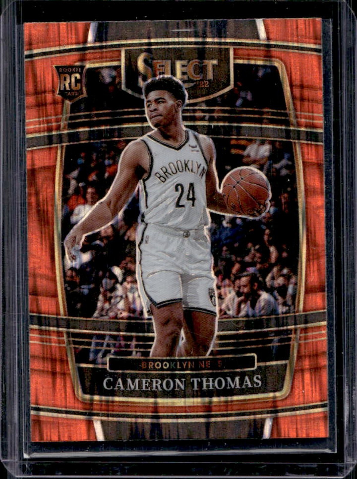 2021-22 Panini Select Cameron Thomas RC Orange Flash Prizm Concourse #21 Nets