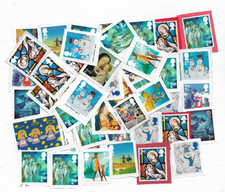 2032] 50 Unfranked GB non-barcoded 2nd class Christmas stamps on paper