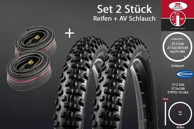 2 Stück 27.5 Zoll Fahrrad Reifen 27.5x2.80 SCHWALBE Nobby 70-584 Set Schlauch AV