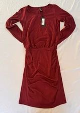 NWT Viereck Vato Dress XS Wine Red Long Sleeve Stretch Jersey Made in LA