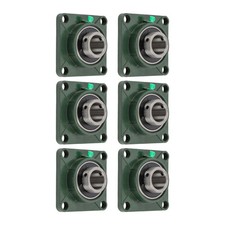 LABLT 6Pcs 1-1/2" Bore 4 Bolt Solid Base UCF208-24 Pillow Block Flange Bearing