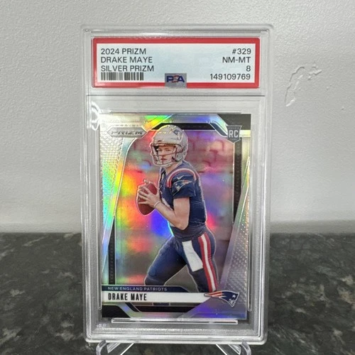Drake Maye - 2024 Panini Prizm - Rookie #329 Silver Prizm (RC) - PSA