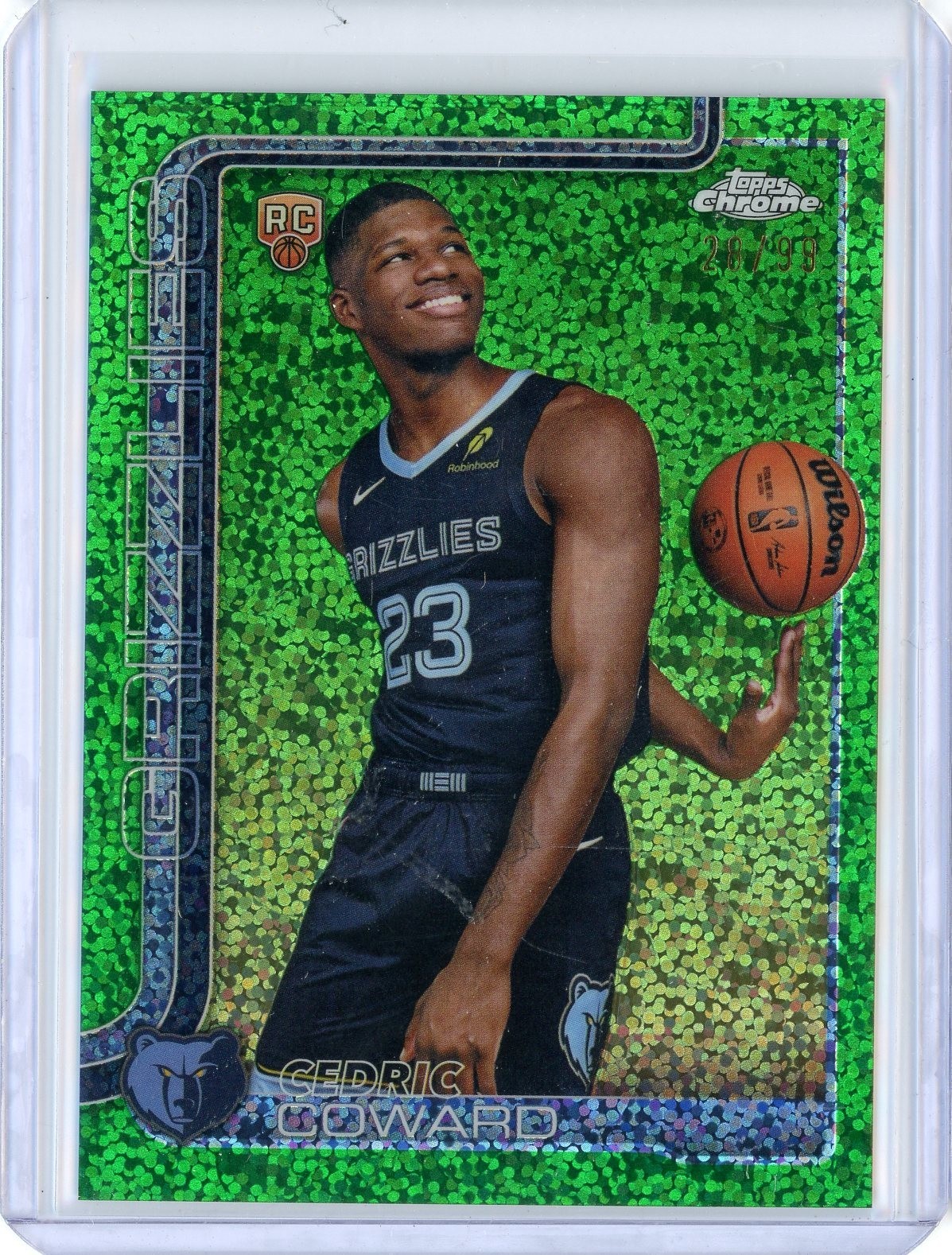2025 Topps Chrome Cedric Coward Green Speckle Rookie Variation /99 #261 RC