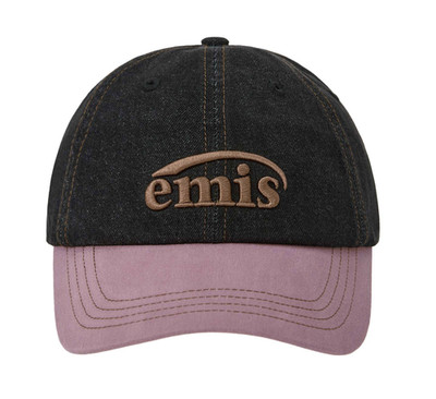 Korean Brand EMIS Washed Denim Ball Cap Unisex Casual Lifestyle Hat Gray Pink