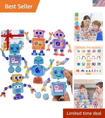 Safe & Durable 28-Piece Robot Building Blocks   Fine Motor Skills Development