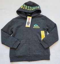 Quiksilver boys fleece hoodie jacket SMALL 7/8 sherpa lined full zip dark gray