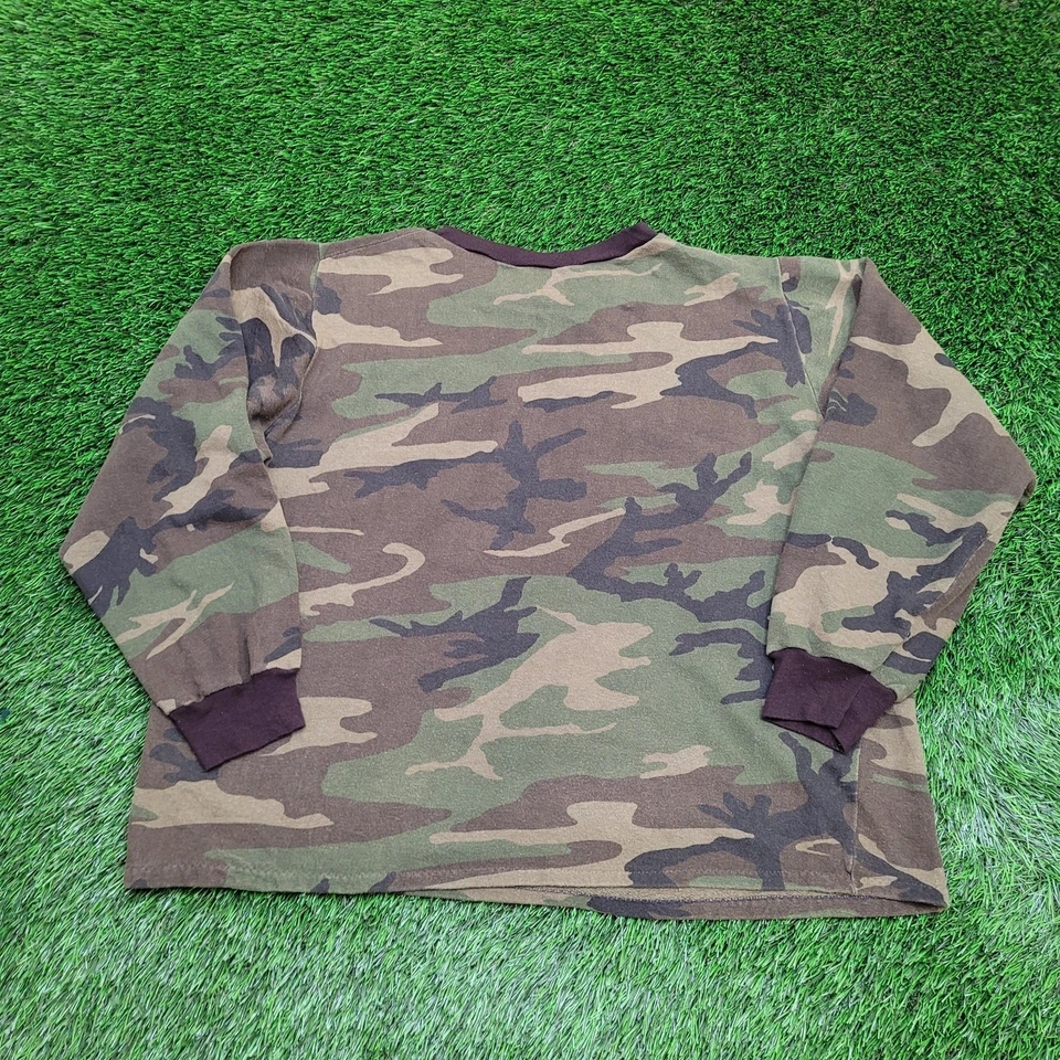 Vintage 80s Woodland Pocket Camo Sweatshirt 2XL 27x25 Cropped - Image 3 of 4
