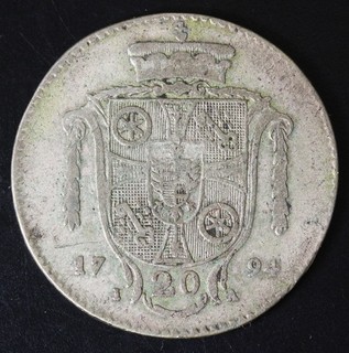 MAINZ 20 Kreuzer 1794 IA Silver Friedrich Karl Josef 2784