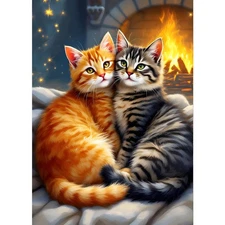 GDYEEH DIY Couple of Cats 5D Diamond Art Kits, Round 12X16 Inches, UCGD468 