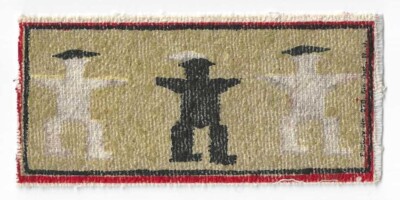 1912 B70 Tobacco Coarse Felt Rug - Indian Blankets Series - Three Men Beige Back