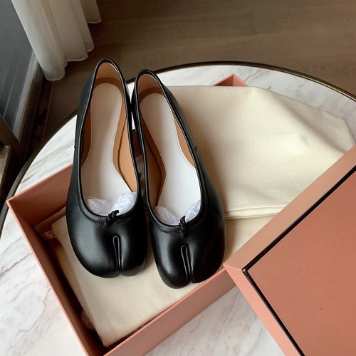 Zapatos planos con punta dividida para mujer de cuero boca poco profunda tacones gruesos zapatos Mary Jane - Imagen 20 de 23