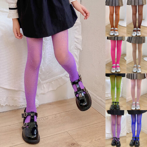 Children Fashion Kids Girls Sequin Mesh Fishnet Pantyhose Tights Stockings US * - Picture 1 of 34