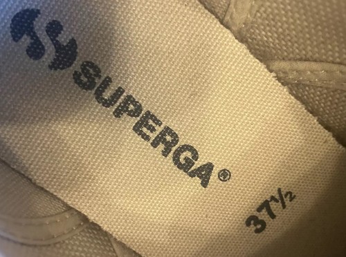 Superga Sneakers 37.5 Classic 2750 Khaki Tan Womens Size 7 Canvas Casual Low Top - Picture 12 of 14