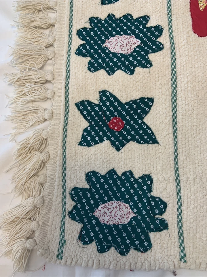 Alfombra de piso tejida de Navidad escandinava con apliques de mano muñecos de nieve caballo Dala Foto 3 de 4