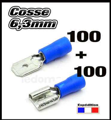 Cosse Plate Femelle Isolée 6.3mm 1.5 à 2.5 Mm² Bleu Par 10 - Foto 13