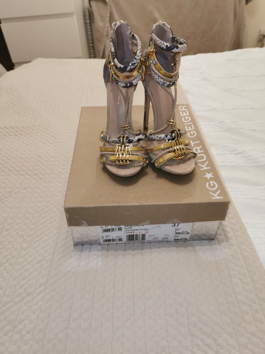 Baskets Kurt Geiger Pour Femme - Taille UK 4, Motif Imprimé Serpent Sur Tissu Beige - Occasion
