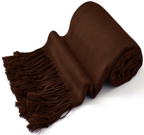 Dark Brown Solid Color Design Shawl Scarf Wrap Stole Pashmina CJ Apparel **NEW** - Picture 12 of 12