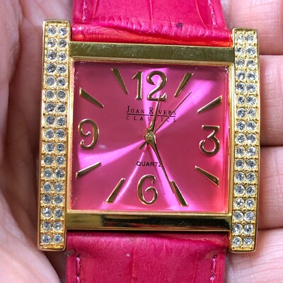 Joan Rivers Classics Women V377 Pave Tank Pink Leather 39mm  display picture 1