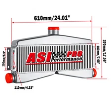 ASI Universal Twin Turbo Intercooler 24"x7"x3.5" Bar & Plate Custom (2 In/1 Out)