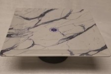 MATCERAMICA FAUX MARBLE DESIGN SQUARE CAKE STAND WITH PEDESTAL-GRAY-PORTUGAL NEW