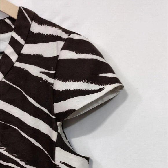 Abito Kate Spade Dorothy Zebra stampa seta cambio donna 4 bianco marrone festa evento