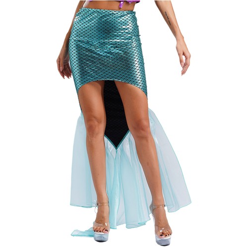 Damen Meerjungfrauen Kostüm Karneval Halloween Shiny Fischschuppenmuster Rocke` - Bild 18 von 82