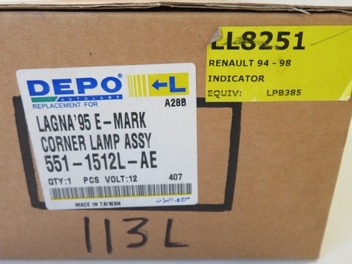 DEPO NS LH PASSENGER INDICATOR LIGHT FOR RENAULT LAGUNA 551-1512L-AE 93-02 #RS1 - Picture 2 of 14
