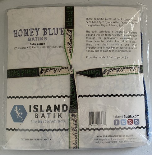 HONEY BLUE Batiks Layer Cake by Island Batik (42) 10” Squares - Picture 3 of 3