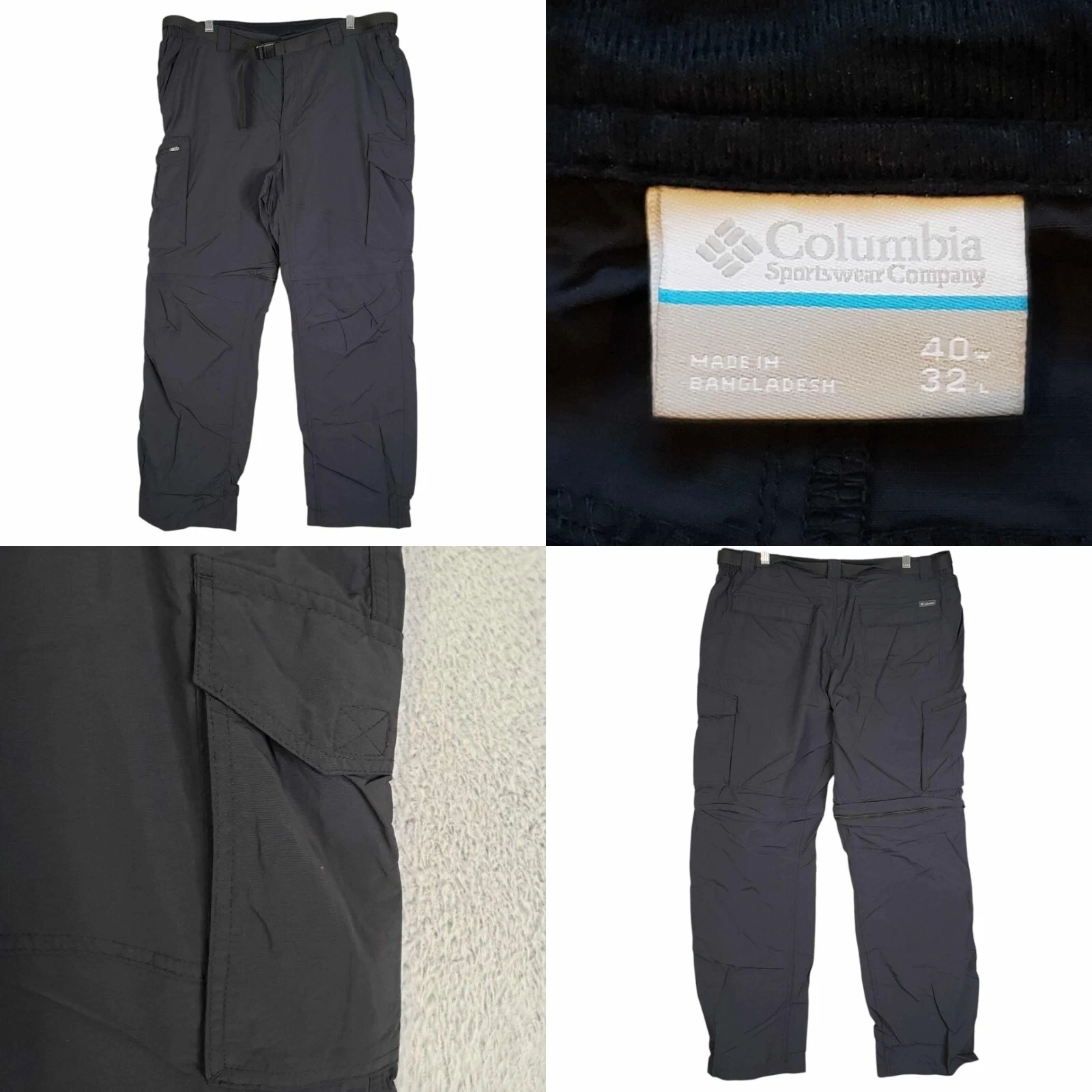 Columbia Cargo Pants Mens Size 40x32 Cargo Navy Blue Belted Ripstop Hiking 40