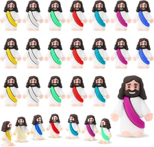 Bememo 25 Pcs Little Jesus Figures Original Design Mini Rubber Jesus Toys to Hid